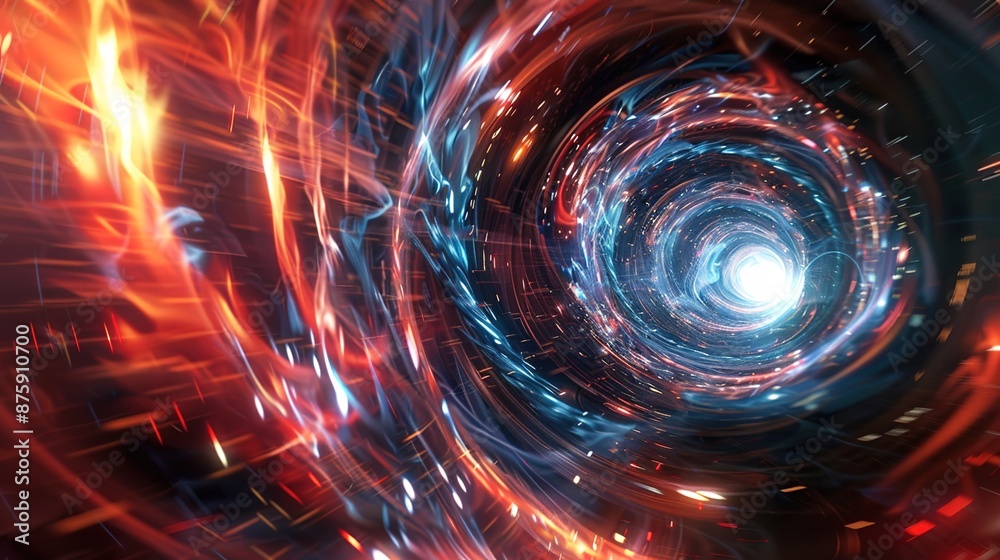 Obraz premium Futuristic Fusion Reactor: Swirling Plasma Abstract Background in Advanced Technology Setting