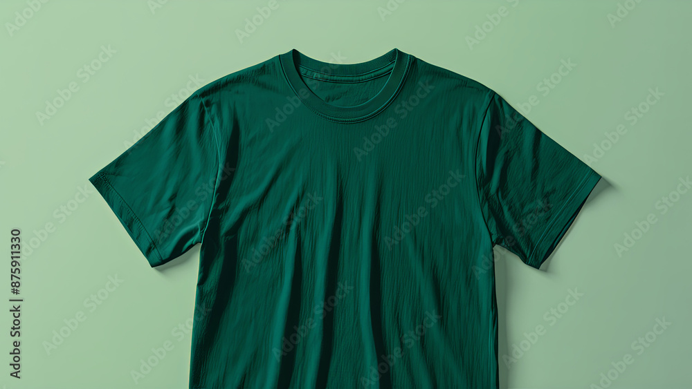 High-Quality Green T-Shirt Mockup on Matching Green Background for Design and Branding High-Quality Green T-Shirt Mockup on Matching Green Background for Design and Branding