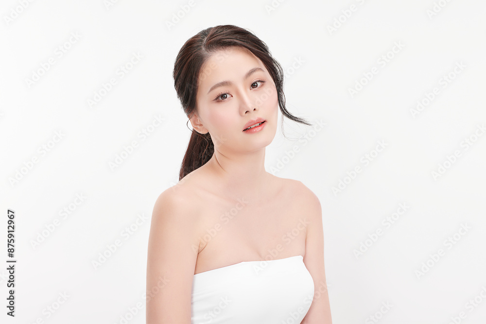 Beautiful young asian woman with clean fresh skin on white background, Face care, Facial treatment, Cosmetology, beauty and spa, Asian women portrait. Beautiful young asian woman with clean fresh skin on white background, Face care, Facial treatment, Cosmetology, beauty and spa, Asian women portrait.