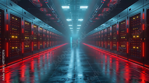 High-Tech Server Racks on Blank Canvas