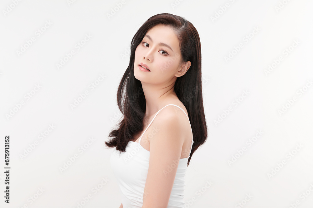 Beautiful young asian woman with clean fresh skin on white background, Face care, Facial treatment, Cosmetology, beauty and spa, Asian women portrait. Beautiful young asian woman with clean fresh skin on white background, Face care, Facial treatment, Cosmetology, beauty and spa, Asian women portrait.