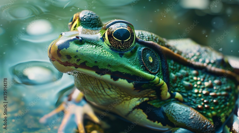 Tree frog's face in close-up, highlighting its vibrant colors. Tree frog's face in close-up, highlighting its vibrant colors.