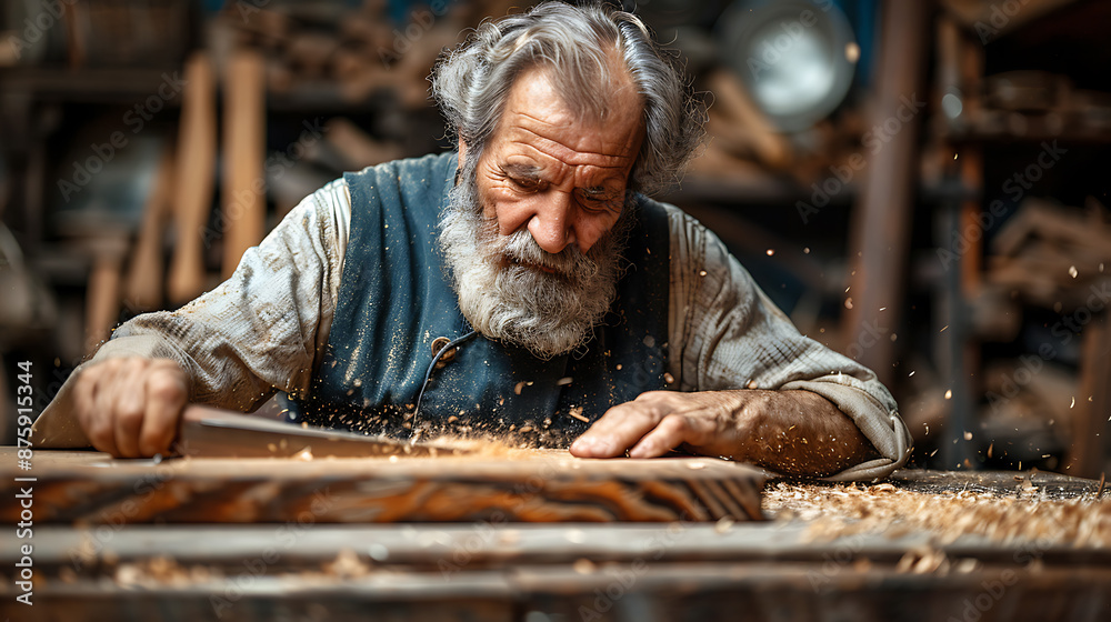 Skilled Carpenter at Work: Hammering Away Skilled Carpenter at Work: Hammering Away