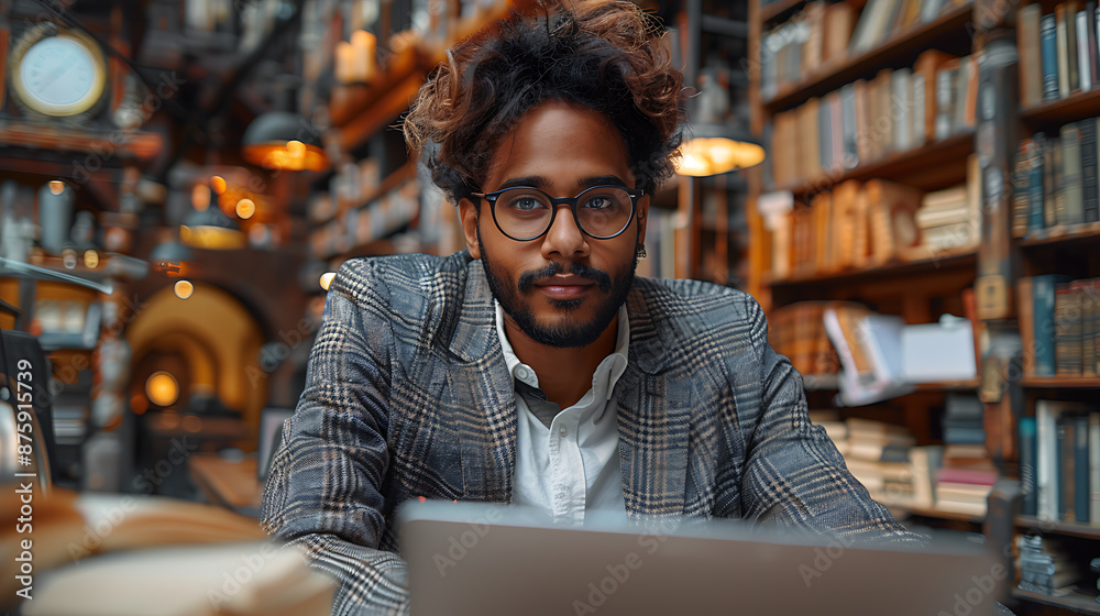 Young Indian Entrepreneur in Deep Data Analysis Young Indian Entrepreneur in Deep Data Analysis