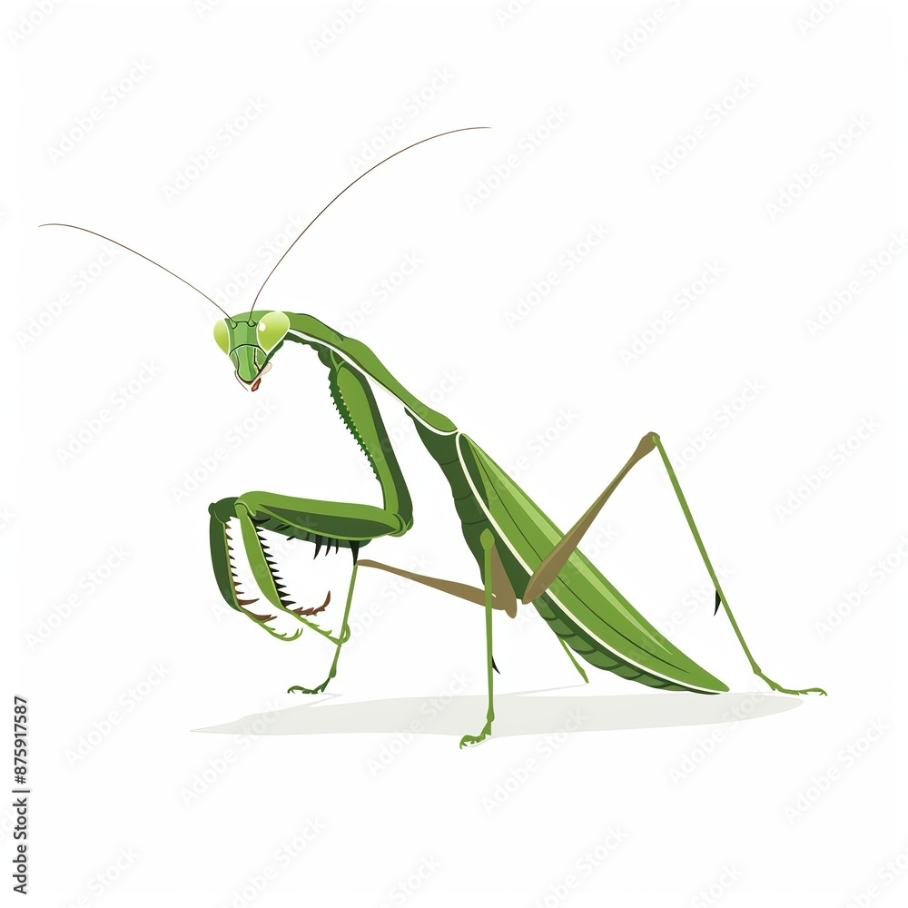 Praying Mantis Minimalist fashion cartoon isolated whitebackground Praying Mantis Minimalist fashion cartoon isolated whitebackground