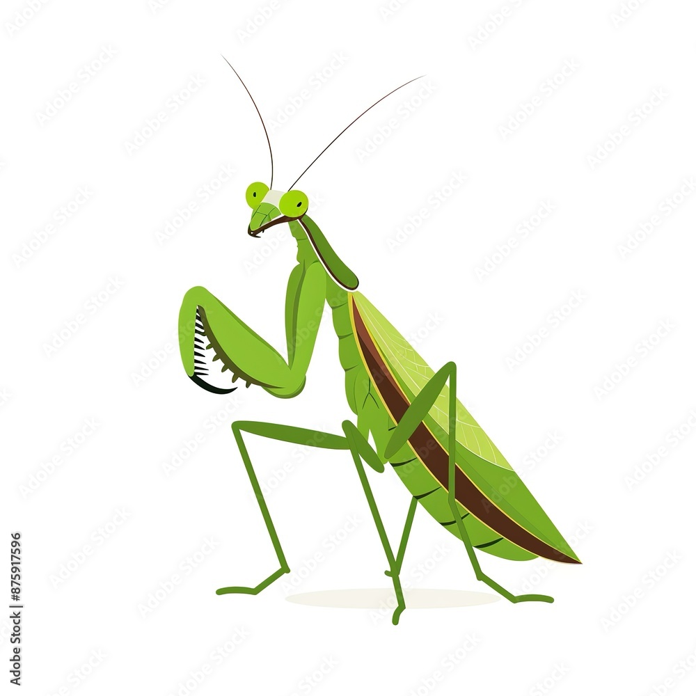 Praying Mantis Minimalist fashion cartoon isolated whitebackground Praying Mantis Minimalist fashion cartoon isolated whitebackground