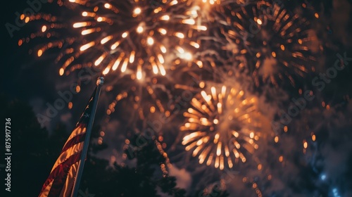 Obraz na płótnie fireworks with the US Flag in the foreground w salonie