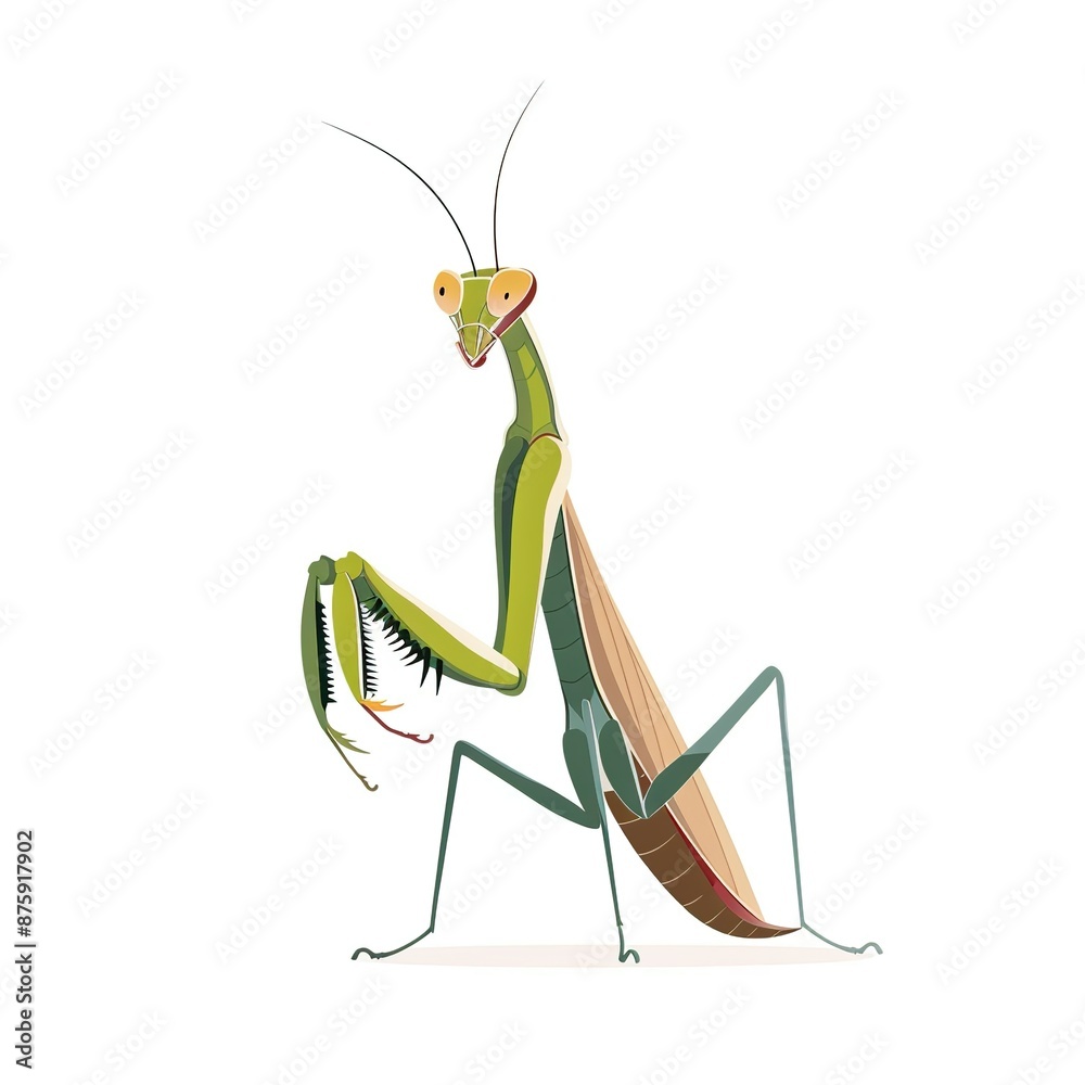 Praying Mantis Minimalist fashion cartoon isolated whitebackground Praying Mantis Minimalist fashion cartoon isolated whitebackground
