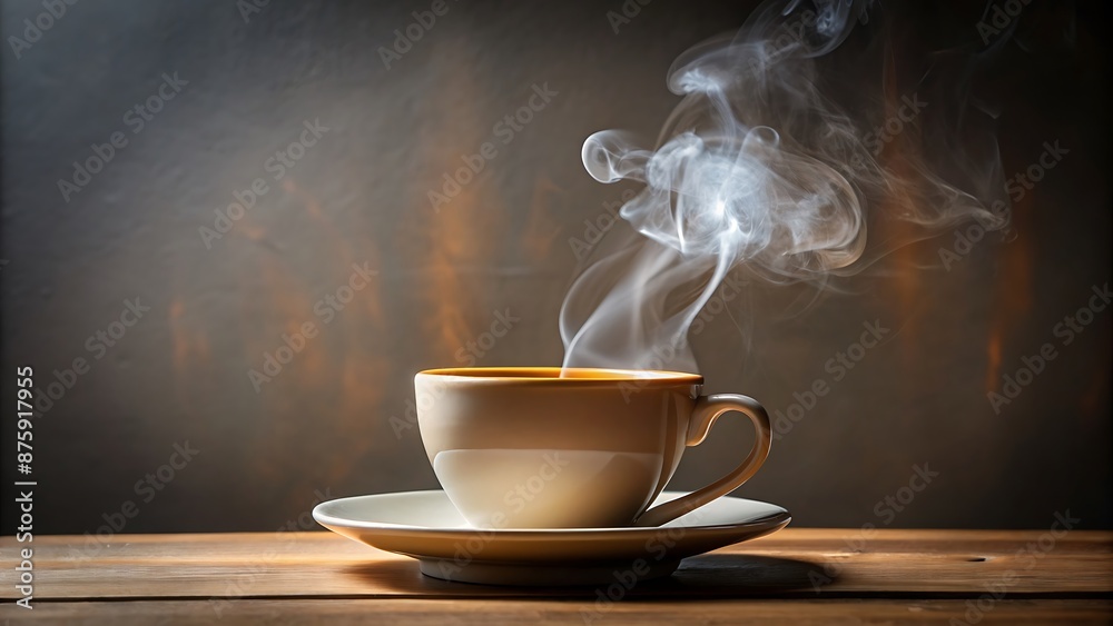 A coffee cup with steam on a plain background and room for text.
A coffee cup with steam on a plain background and room for text.