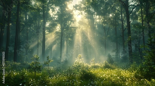 morning mist in the forest