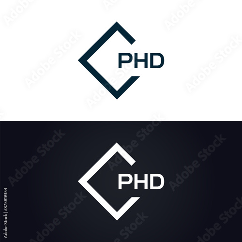 PHD logo. P H D design. White PHD letter. PHD, P H D letter logo design. P H D letter logo design in GOLD, GOLDEN LOGO, THREE, style. letter logo set in one artboard. P H D letter logo vector design.