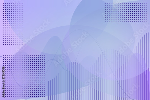 Abstract gradient background with circular shapes diagrams, parabolas, geometric shapes dots. Blue lilac modern presentation concept
