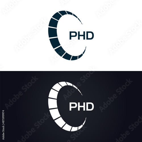 PHD logo. P H D design. White PHD letter. PHD, P H D letter logo design. P H D letter logo design in GOLD, GOLDEN LOGO, THREE, style. letter logo set in one artboard. P H D letter logo vector design.