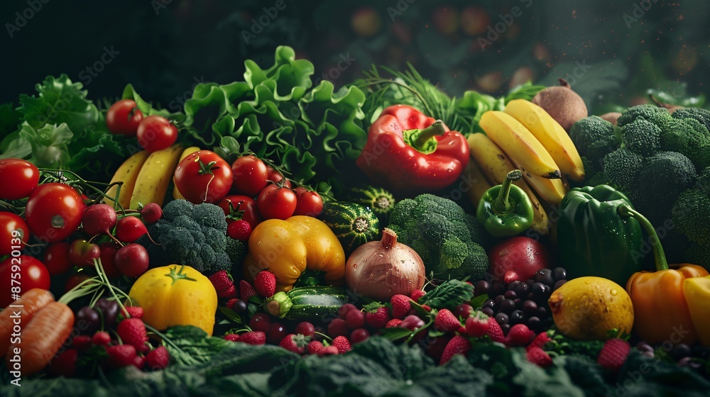 A mix of juicy summer fruits and crisp vegetables. A mix of juicy summer fruits and crisp vegetables.