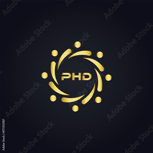 PHD logo. P H D design. White PHD letter. PHD, P H D letter logo design. P H D letter logo design in GOLD, GOLDEN LOGO, THREE, style. letter logo set in one artboard. P H D letter logo vector design.