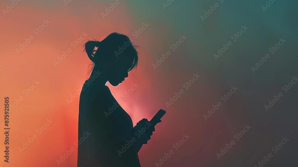 Modern Minimalism - Smartphone Silhouette in Digital Art Composition Modern Minimalism - Smartphone Silhouette in Digital Art Composition