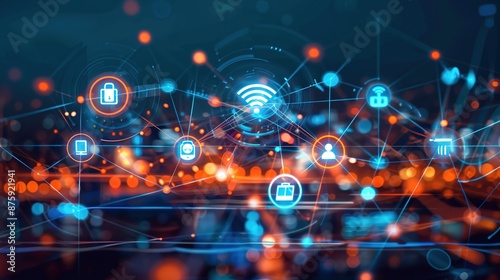 Wallpaper Mural Futuristic IoT Gadgets and Wireless Connectivity Abstract Composition for Digital Innovation Concept Torontodigital.ca