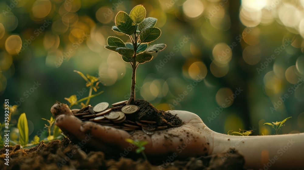 Hand Coin tree The tree grows on the pile