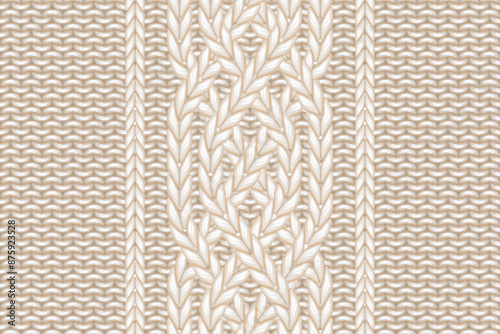 vector Seamless Beige Knitted Fabric Texture Background	
