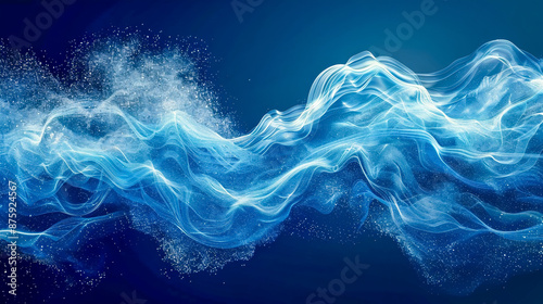 Abstract Blue Light Wave with Futuristic Design and Smooth Flow