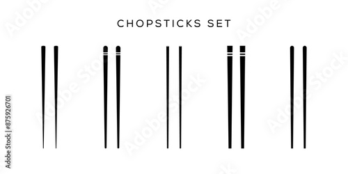 Chopsticks icon set. Restaurant chopsticks icon in black style isolated on white background. Restaurant chopsticks symbol vector illustration