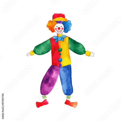 カラフルなピエロのイラスト　白背景の切り抜き