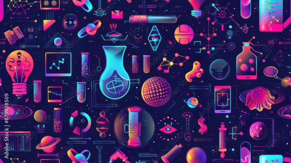 Fototapeta premium Neon Abstract Pattern: A Colorful Blend of Science and Technology