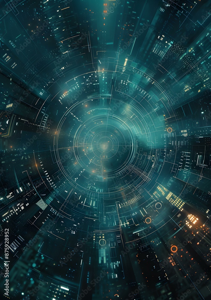 Obraz premium A futuristic illustration of a circuit board with glowing lights.