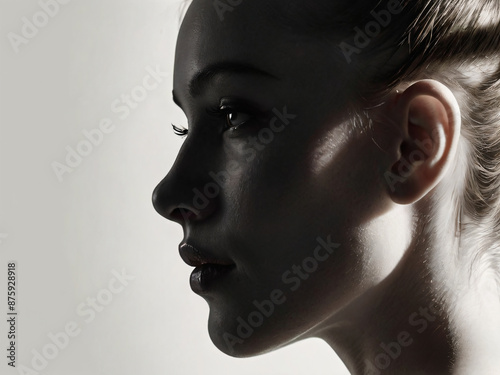 A monochrome, blurred portrait emphasizing light and texture.