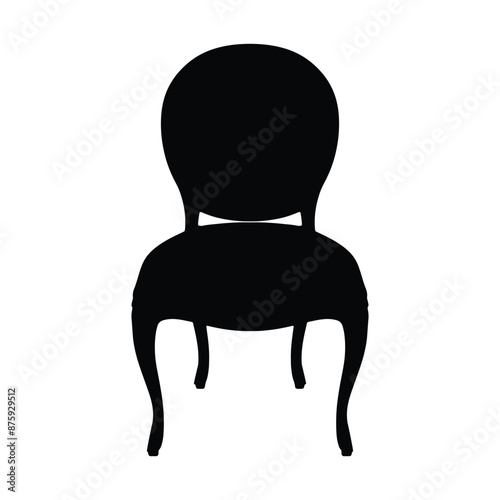 Oval-back Dining Chair Silhouette Vector Illustration