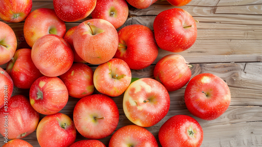 Fresh Red Apples on a Wooden Background. Apple Picking and Harvest Season Fresh Red Apples on a Wooden Background. Apple Picking and Harvest Season