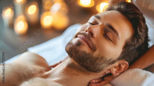 Obraz na płótnie Man getting massage In spa w salonie