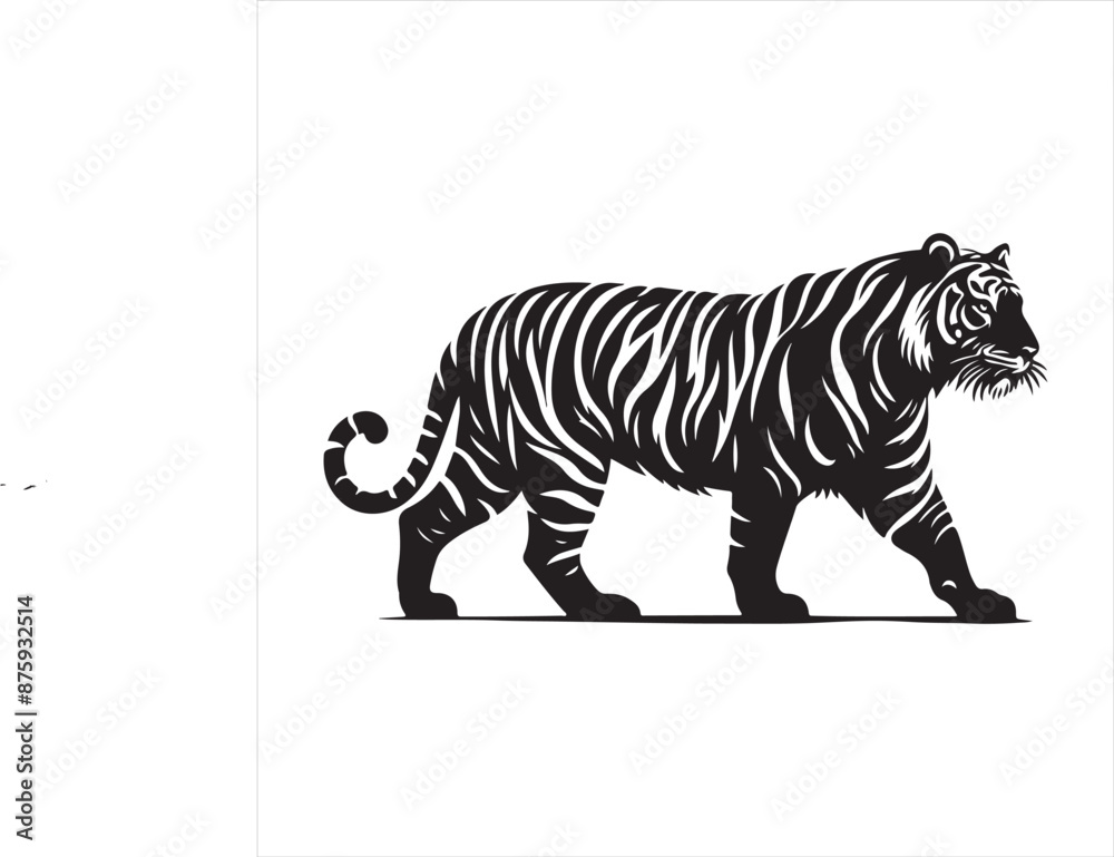 Fototapeta premium tiger silhouettes, vector black color silhouette 