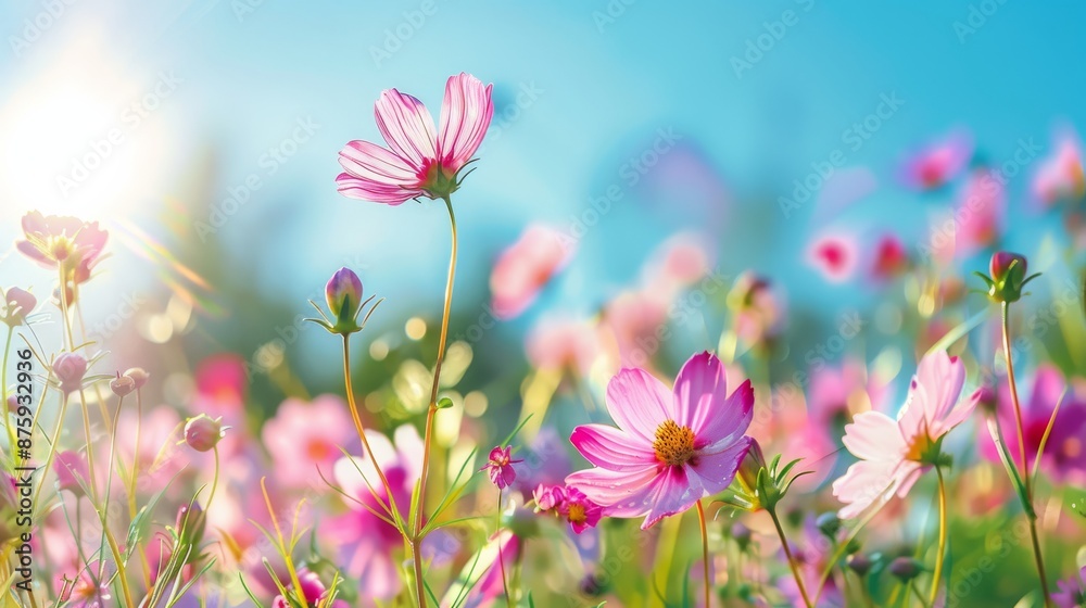 Fototapeta premium Colorful Wildflower Garden: Nature's Palette blurred background