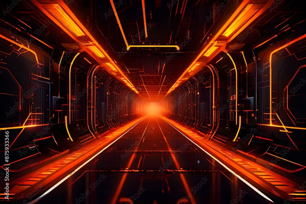 abstract geometric pattern tunnel structure embodying data streams and communication in orange hues abstract geometric pattern tunnel structure embodying data streams and communication in orange hues