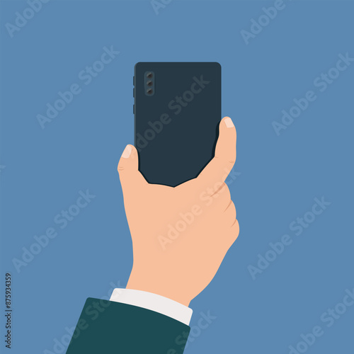 Phone holding phone back vector illustration