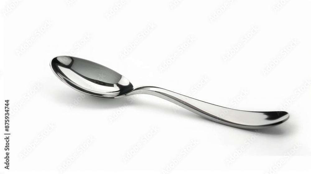 Shiny Silver Spoon on White Background Shiny Silver Spoon on White Background