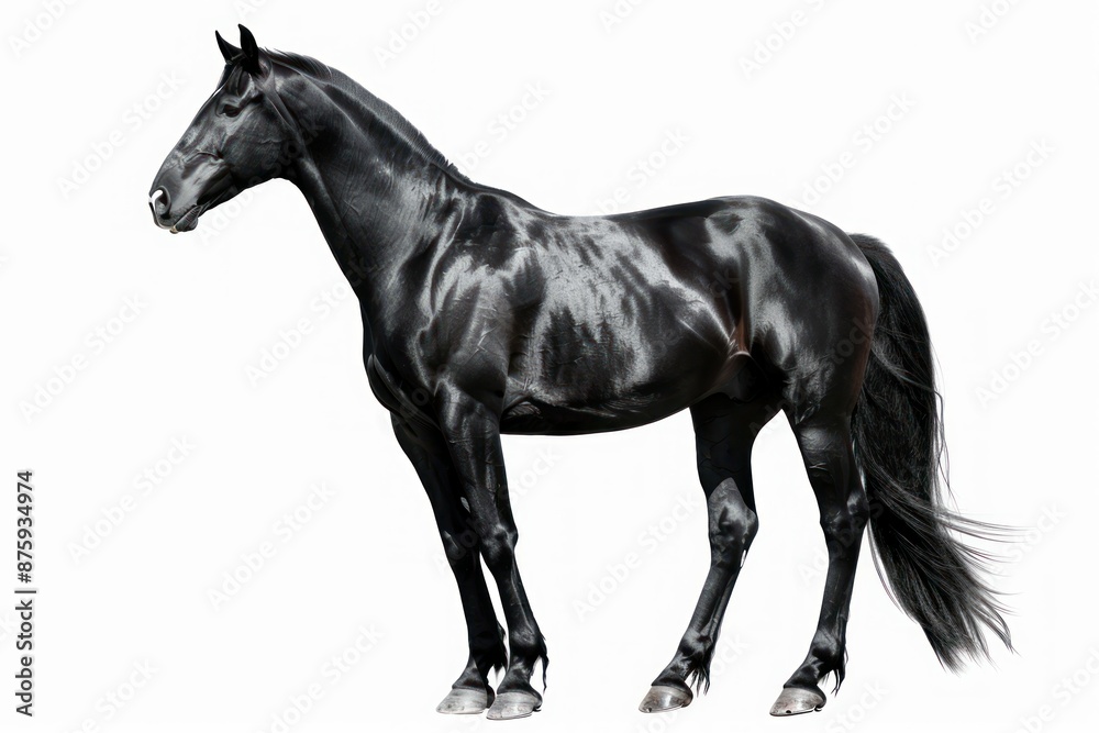 Majestic Black Horse on White Background Majestic Black Horse on White Background
