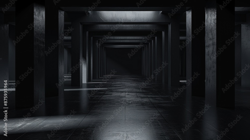 The black empty room, with shadows and subtle textures, evokes a minimalist, modern aesthetic in a mysterious, undefined space. The black empty room, with shadows and subtle textures, evokes a minimalist, modern aesthetic in a mysterious, undefined space.