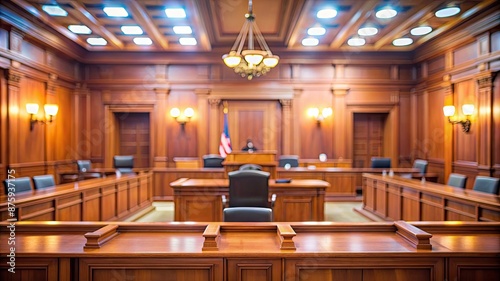 Beautiful blurred background of an empty courtroom.