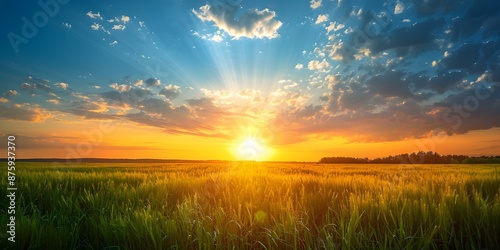 Field of wheat during sunset