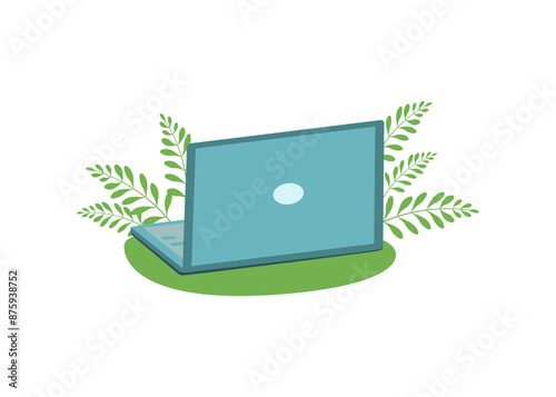 Laptop, Computer. Work at home and in the office. Open laptop. Vector illustration. Background isolated.