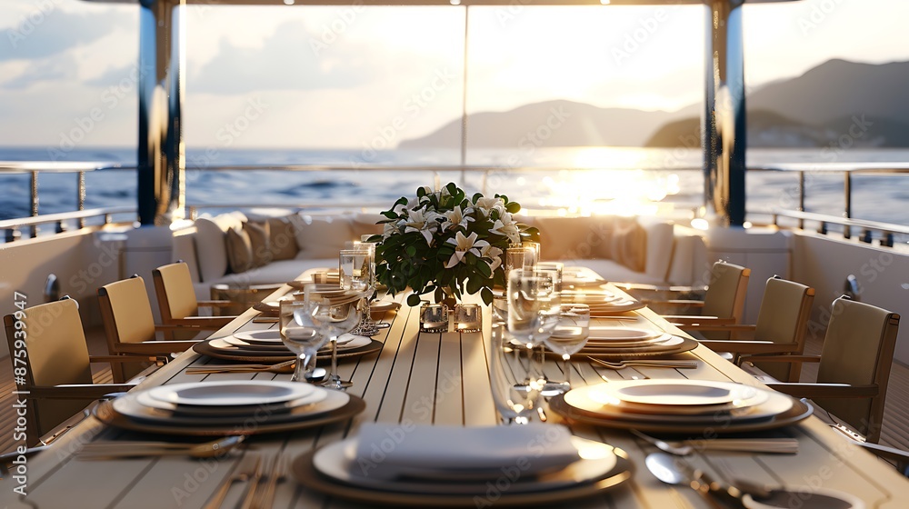 Table arrangement for a luxury yacht very detailed and realistic shape