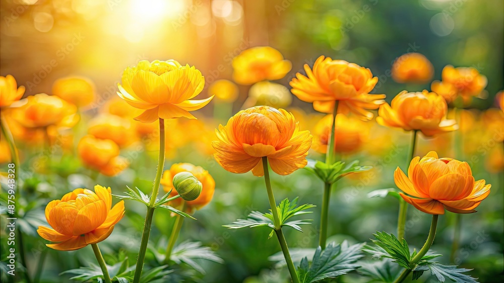 Natural trollius flowers with sunshine bokeh background, trollius flowers, natural, sunlight, bokeh, background, plant, nature Natural trollius flowers with sunshine bokeh background, trollius flowers, natural, sunlight, bokeh, background, plant, nature