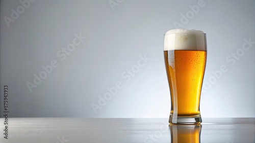 Minimalistic and photorealistic stock photo of a glass of blonde beer, beer, blonde, glass, drink, alcohol, refreshment, pub