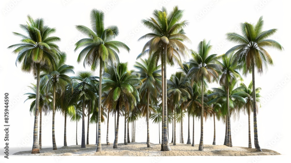 Obraz premium Tropical Palm Trees on Sandy Beach - Isolated 3D Rendering