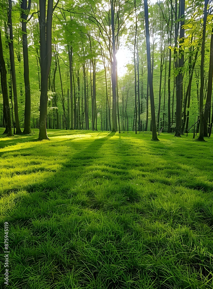 Fototapeta premium Sunlight Through Forest Trees