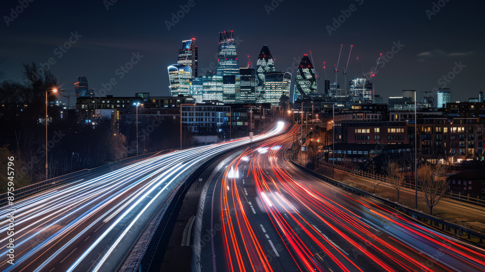 City Lights and Traffic Trails at Night City Lights and Traffic Trails at Night