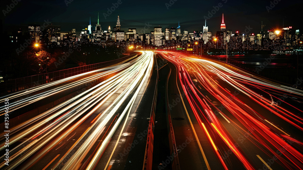 City Night Traffic Light Trails City Night Traffic Light Trails