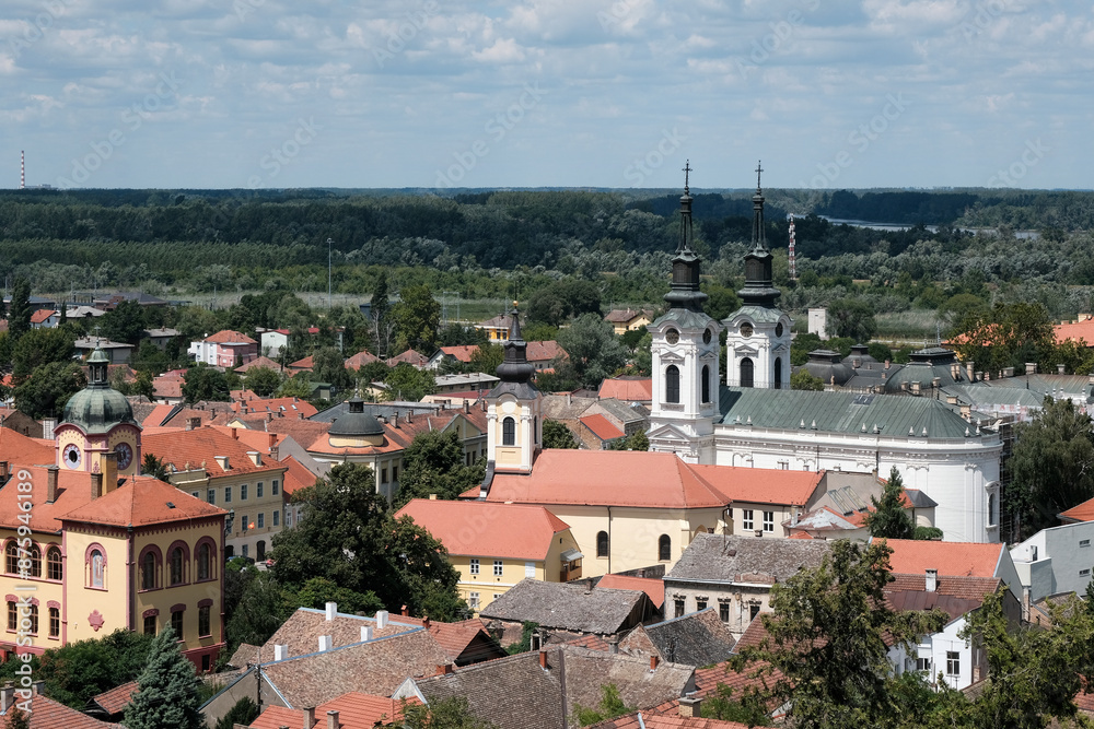 View of central part of Sremski Karlovici town on sunny summer day. Serbia. View of central part of Sremski Karlovici town on sunny summer day. Serbia.